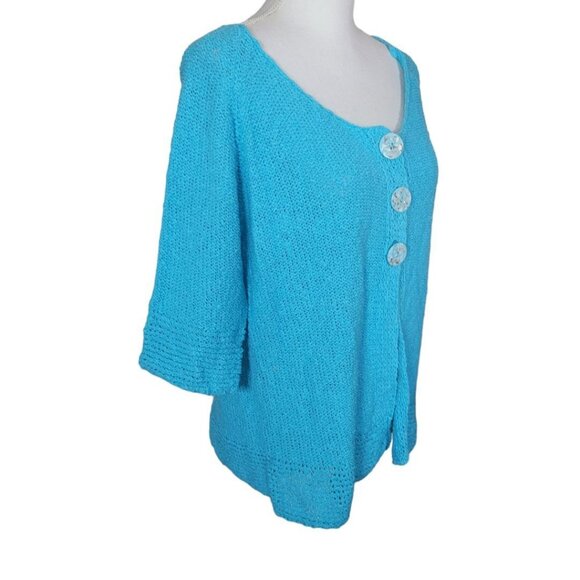 Lulu Blue Cardigan Knit Button Sweater Womens Large Bright Church Easter - Picture 9 of 9